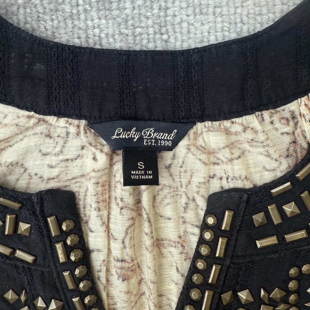 Lucky Brand Shirt Womens Small Boho Embellished Studded Sleeveless Tank Top - Picture 3 of 6